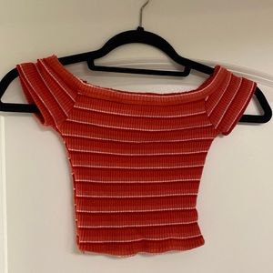 Urban Outfitters, XS, Red, Off The Shoulder Crop Top